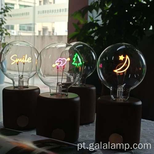 Lâmpada de ambiente recarregável de madeira vintage